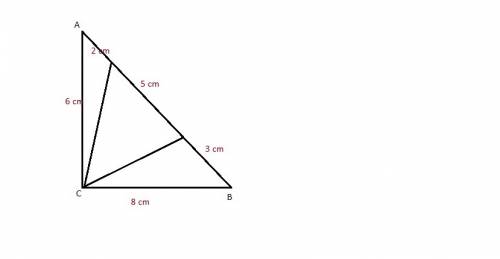 In the right triangle ? abc, leg ac=6 cm and leg bc=8 cm. point m and n belong to ab so that am: mn: