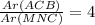 \frac{Ar(ACB)}{Ar(MNC)}=4