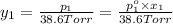 y_1=\frac{p_1}{38.6 Torr}=\frac{p^{o}_1\times x_1}{38.6 Torr}