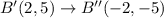B'(2,5)\rightarrow B''(-2,-5)