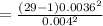 =\frac{(29-1)0.0036^{2}}{0.004^{2}}
