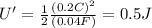 U'=\frac{1}{2}\frac{(0.2 C)^2}{(0.04 F)}=0.5 J
