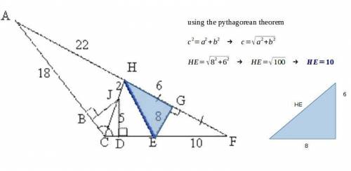 Using the diagram as marked, find the lengthof he if ge is the perpendicular bisector of hf.he = ? ?