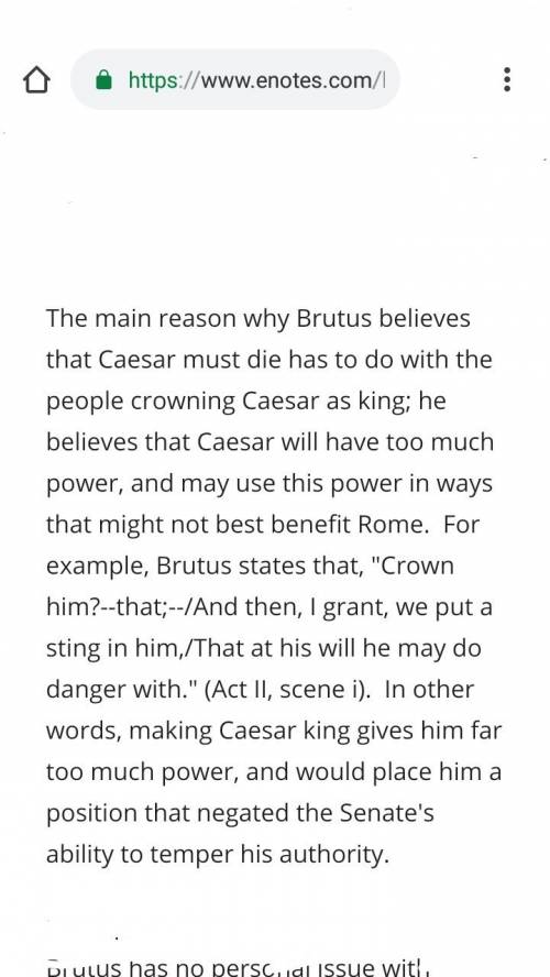 In act lll scene ii of julius caesar why does brutus say he had to kill caesar