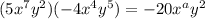 (5x^{7}y^{2})(-4x^{4}y^{5})=-20x^{a}y^{2}