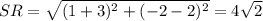 SR=\sqrt{(1+3)^2+(-2-2)^2}=4\sqrt2