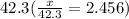 42.3( \frac{x}{42.3}  = 2.456)