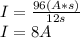 I=\frac{96(A*s)}{12s} \\I=8 A