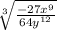 \sqrt[3]{\frac{-27x^9}{64y^{12}}}