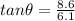 tan\theta = \frac{8.6}{6.1}
