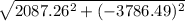 \sqrt{2087.26^{2}+(-3786.49)^{2}}