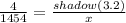 \frac{4}{1454} = \frac{shadow (3.2)}{x}
