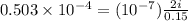 0.503\times 10^{-4} = (10^{-7})\frac{2i}{0.15}