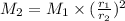 M_{2} = M_{1} \times (\frac{r_{1}}{r_{2}})^{2}