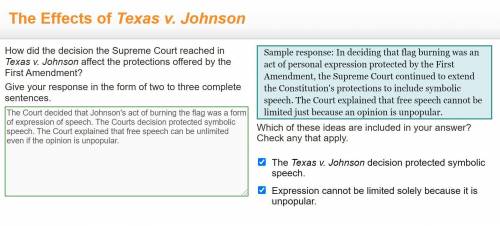 How did the decision the supreme court reached in texas v. johnson affect the protections offered by