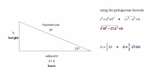 Aright triangle has one angle that measure 23o. the adjacent leg measures 27.6 cm and the hypotenuse