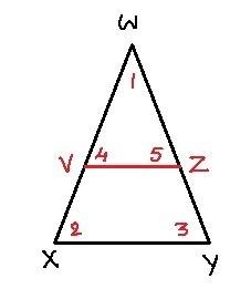 Given:  δwxy is isosceles with legs wx and wy;  δwvz is isosceles with legs wv and wz. prove:  δwxy