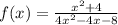 f(x)=\frac{x^2+4}{4x^2-4x-8}