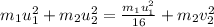 m_1u_1^2+m_2u_2^2=\frac{m_1u_1^2}{16}+m_2v_2^2