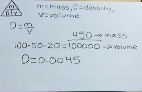 Arectangular steel block of dimension 100cm × 50m × 20cm has a mass of 450kg. calculate the density.