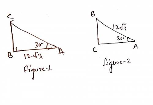 In the right triangle shown, ∠a=30° and ab = 12√3 how long is ac