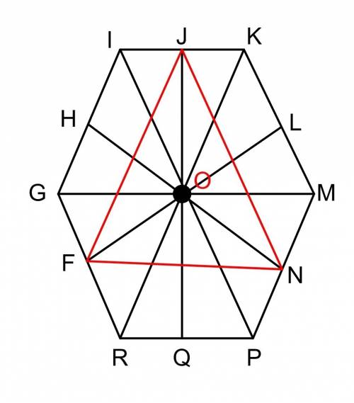 The hexagon gikmpr and fjn are regular. the dashed line segments form 30 degree angles.  what is?  (