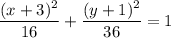 \dfrac{(x+3)^2}{16}+ \dfrac{(y+1)^2}{36} = 1