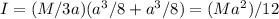 I=(M/3a)(a^3/8 +a^3/8)=(Ma^2)/12