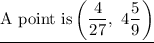 \underline{\mathrm{ A \ point \ is \left(\dfrac{4}{27}, \  4\dfrac{5}{9} \right)}}