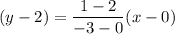 (y-2)=\dfrac{1-2}{-3-0}(x-0)