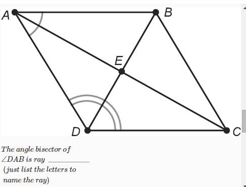 The angle bisector of ∠DAB is ray ___________
