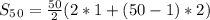 S_5_0=\frac{50}{2}(2*1+(50-1)*2)