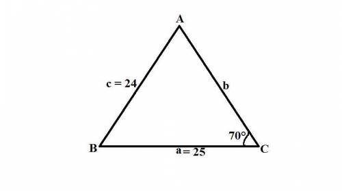 Find all solutions for a triangle with c=70 c=24 and a=25