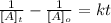 \frac{1}{[A]_{t}}-\frac{1}{[A]_{o}} = kt