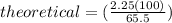 theoretical=(\frac{2.25(100)}{65.5})