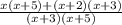 \frac{x(x+5)+(x+2)(x+3)}{(x+3)(x+5)}