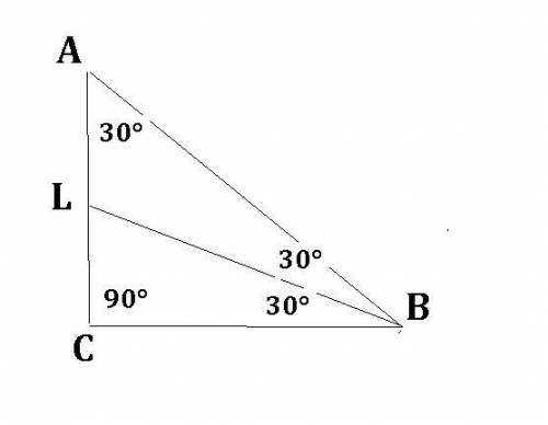 In the right △abc m∠c=90°, bl is an angle bisector of ∠abc. what is the ratio cl: ac, if m∠bac=30°?