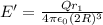 E' = \frac{Qr_1}{4\pi \epsilon_0 (2R)^3}