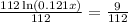 \frac{112\ln \left(0.121x\right)}{112}=\frac{9}{112}