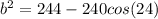 b^2=244-240cos(24)