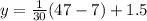 y=\frac{1}{30}(47-7)+1.5