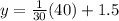 y=\frac{1}{30}(40)+1.5