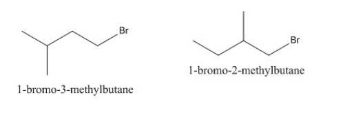 Draw the structures of all monobromo derivatives of pentane, c5h11br, which contain a 4-carbon chain