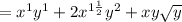 =x^1 y^1 + 2x^{1\frac{1}{2}} y^2 + xy\sqrt{y}