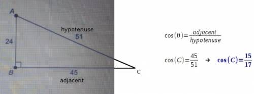 What is the trignometric ration for cos c? /