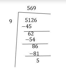 What is the remainder when 5,126 is divided by 9?