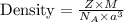 \text{Density} = \frac{Z\times M}{N_{A}\times a^{3}}