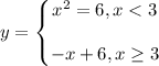 y=\left\{\begin{matrix}&#10;x^2=6, x