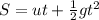 S =ut+ \frac{1}{2} gt^2