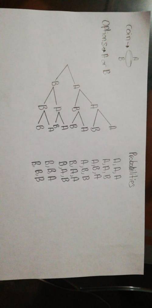 3) draw a possibility tree that represents a coin that is tossed 3 times